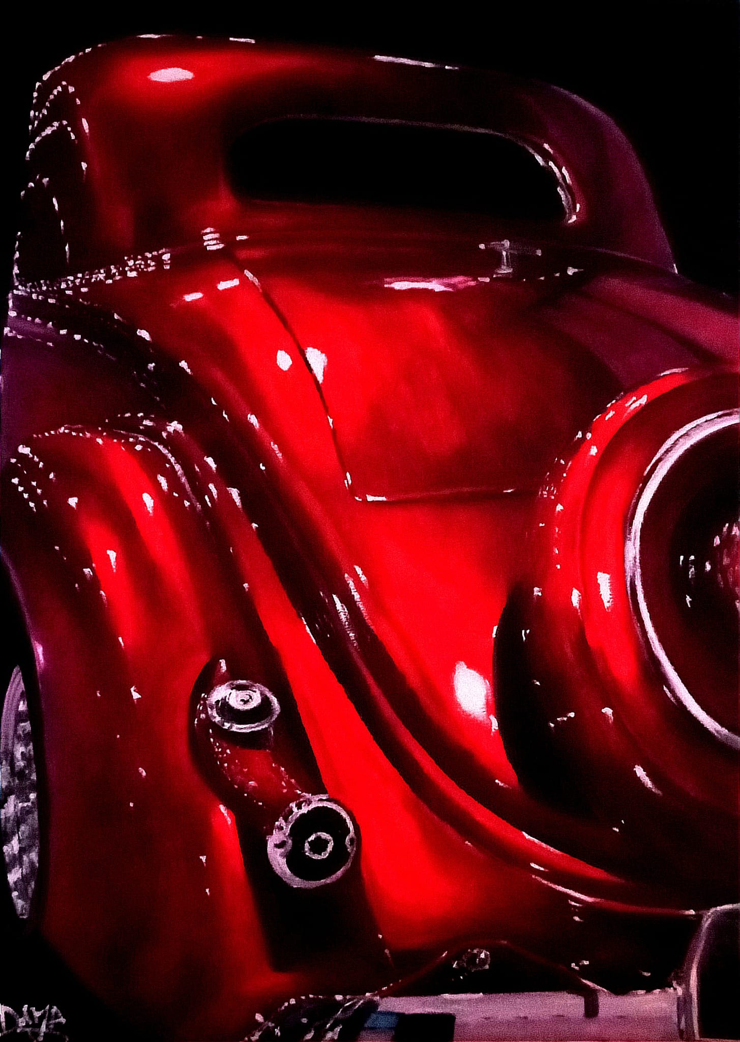 Autos antiguos clasicos, coche rojo