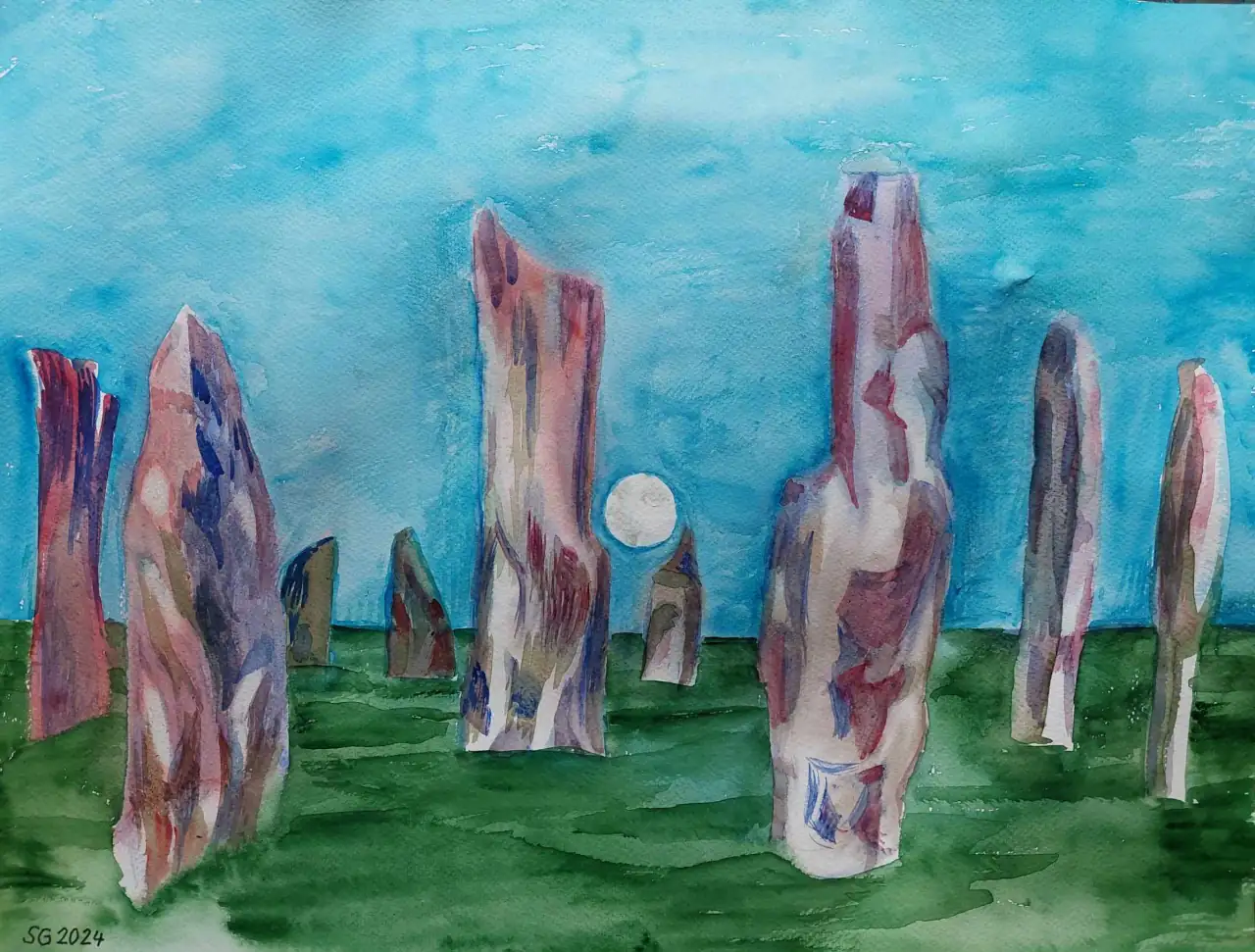 Calanais bajo la luna llena